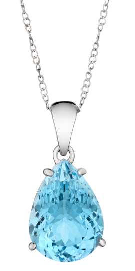 10.00 Carat of Genuine Blue Topaz Pear Shape Pendant, Silver.....................NOW
