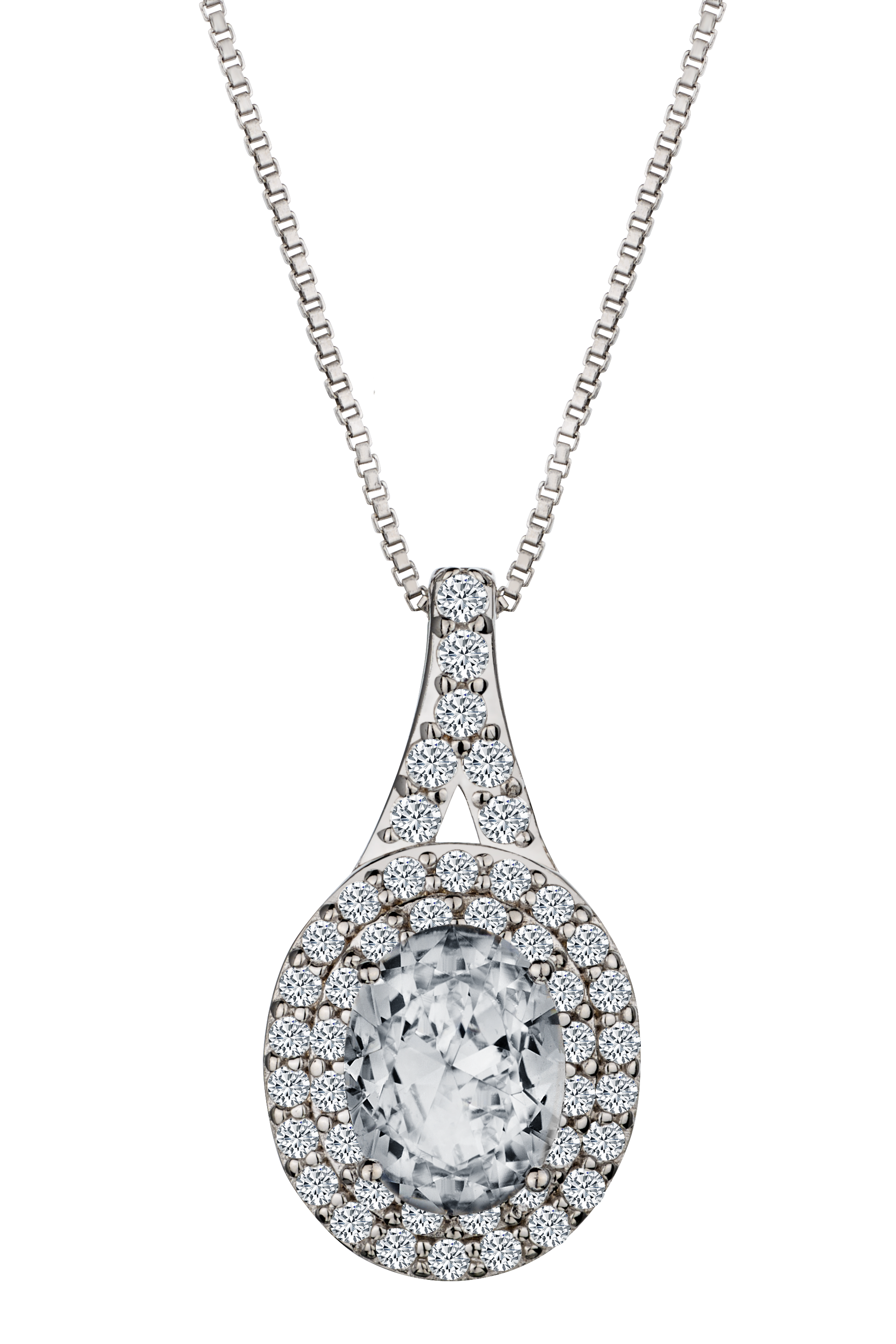 Created White Sapphire Pendant, Silver.....................NOW