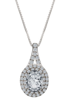 Created White Sapphire Pendant, Silver.....................NOW