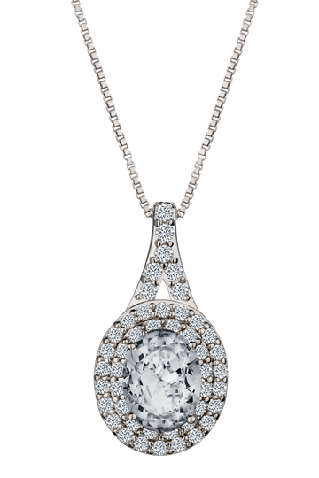 Created White Sapphire Pendant, Silver.....................NOW