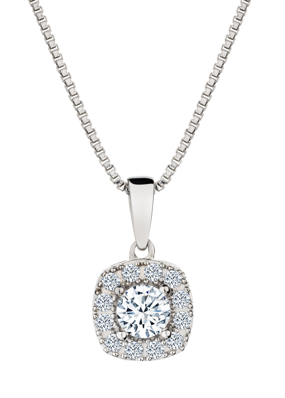 .50 Carat of Created White Sapphire Halo Pendant, Silver.....................NOW