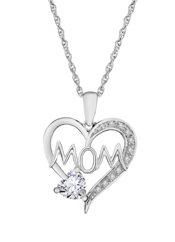 Created White Sapphire Heart Pendant, Silver.....................NOW