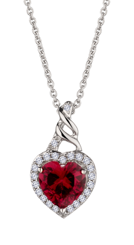 Created Ruby & White Sapphire Heart Necklace, Sterling Silver.....................NOW - Griffin Jewellery Designs
