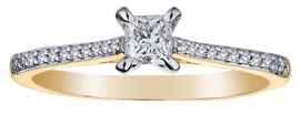 product photo of .65 Carat of Canadian Diamonds  "Princess" Engagement Ring,  10kt Yellow Gold & White Gold from Griffin jewellery designs