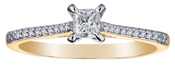 product photo of .65 Carat of Canadian Diamonds  "Princess" Engagement Ring,  10kt Yellow Gold & White Gold from Griffin jewellery designs