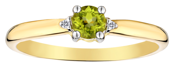 .28 Carat of Genuine Peridot & .0008 Carat of Diamonds Ring, 10kt Yellow Gold.....................NOW