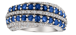 Australian Blue Sapphire & White Zircon Ring, Silver.....................NOW
