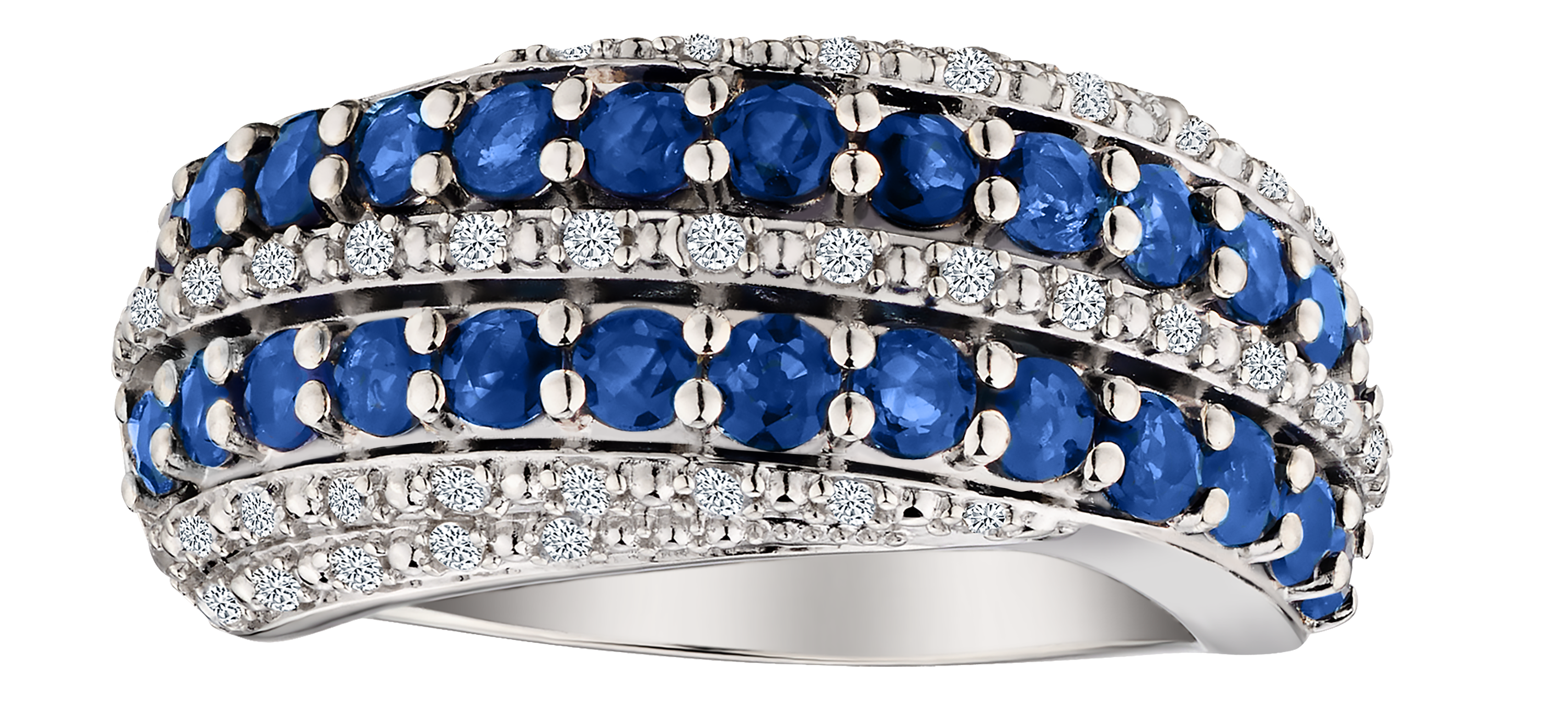 Australian Blue Sapphire & White Zircon Ring, Silver.....................NOW