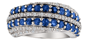 Australian Blue Sapphire & White Zircon Ring, Silver.....................NOW