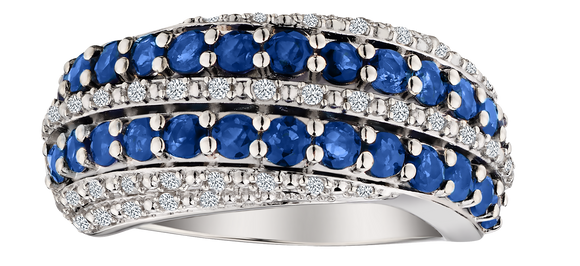 Australian Blue Sapphire & White Zircon Ring, Silver.....................NOW