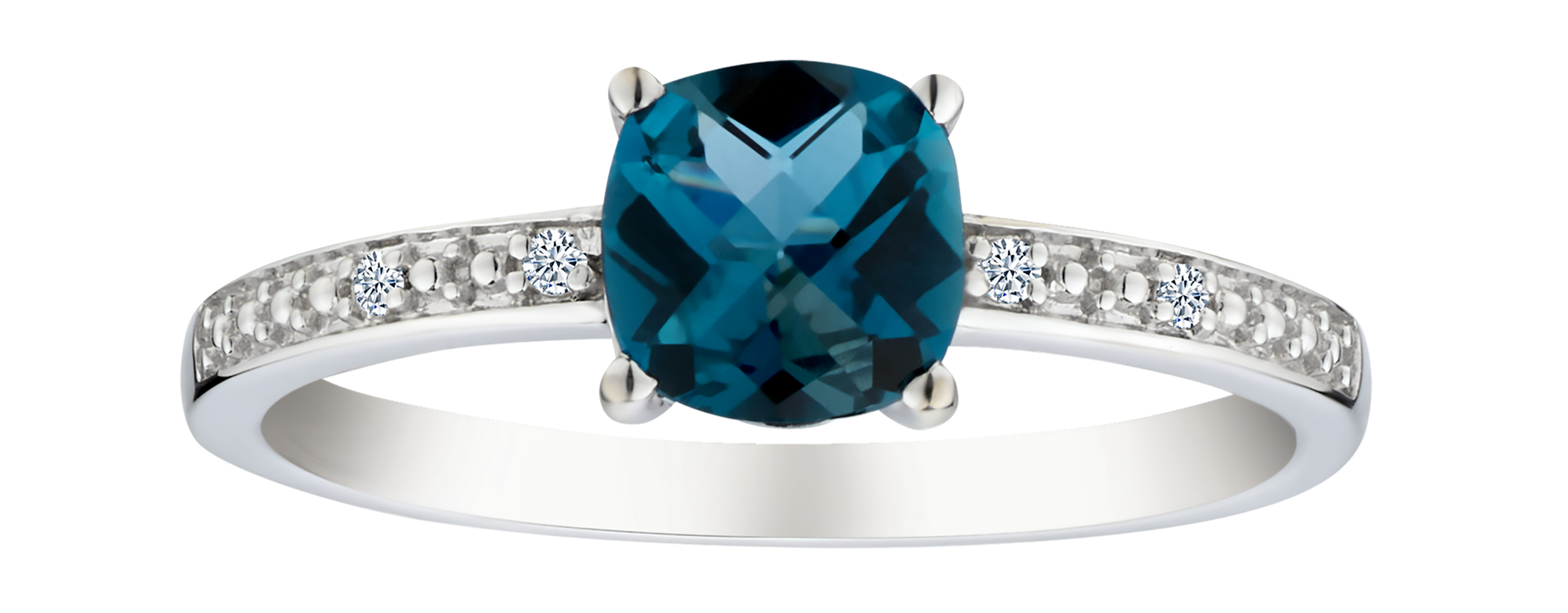 London Blue Topaz and .02 Carat of Diamond Ring, 10kt White Gold.....................NOW