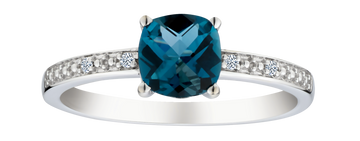 London Blue Topaz and .02 Carat of Diamond Ring, 10kt White Gold.....................NOW