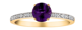 Genuine Amethyst and .03 Carat of Diamonds Ring, 10kt Yellow Gold.....................NOW