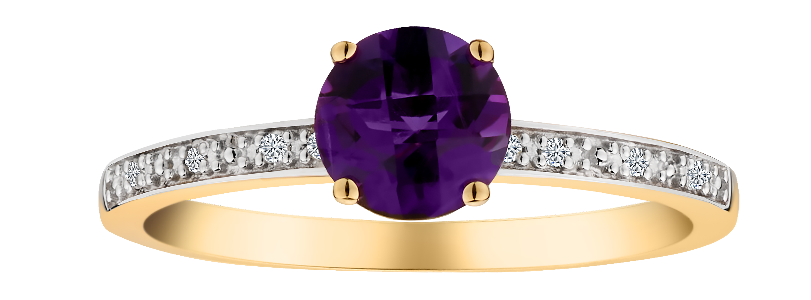 Genuine Amethyst and .03 Carat of Diamonds Ring, 10kt Yellow Gold.....................NOW