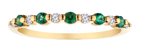 Created Emerald & White Sapphire Band, 10kt Yellow Gold.....................NOW - Griffin Jewellery Designs