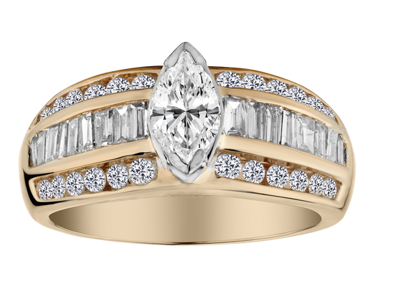 1.50 Carat of Diamonds Ring, 14kt Yellow Gold.....................NOW