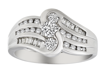 .75 Carat of Diamonds "Past, Present, Future" Ring, 14kt White Gold.....................NOW