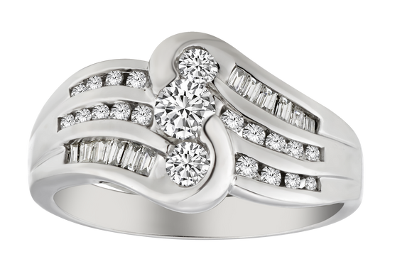 .75 Carat of Diamonds "Past, Present, Future" Ring, 14kt White Gold.....................NOW