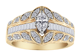 1.00 Carat of Diamonds Ring, 10kt Yellow Gold.....................NOW