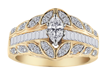 1.00 Carat of Diamonds Ring, 10kt Yellow Gold.....................NOW