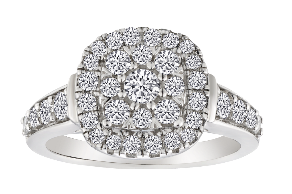 1.00 Carat of Diamonds Double Halo Engagement Ring, 14kt White Gold.....................NOW