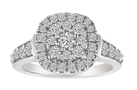 1.00 Carat of Diamonds Double Halo Engagement Ring, 14kt White Gold.....................NOW