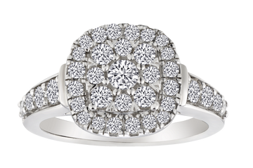 1.00 Carat of Diamonds Double Halo Engagement Ring, 14kt White Gold.....................NOW