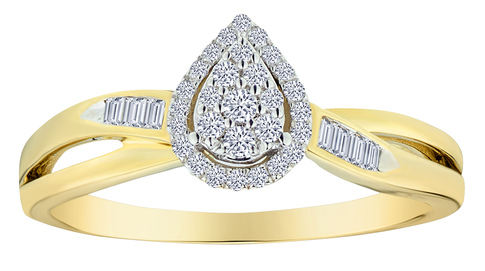 .20 Carat of Diamonds Pear Shape Halo Ring, 10kt Yellow Gold.....................NOW