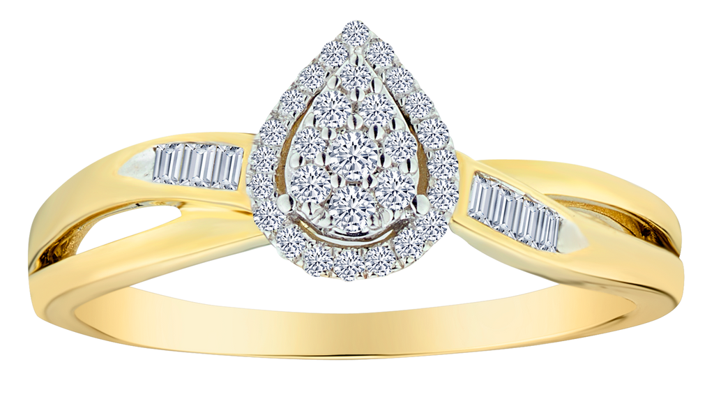 .20 Carat of Diamonds Pear Shape Halo Ring, 10kt Yellow Gold.....................NOW