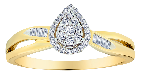 .20 Carat of Diamonds Pear Shape Halo Ring, 10kt Yellow Gold.....................NOW