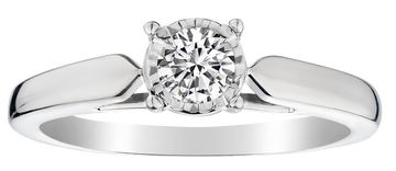 10kt White Gold .33 Carat of Diamond "Miracle" Diamond Engagement Ring. Round Brilliant Cut