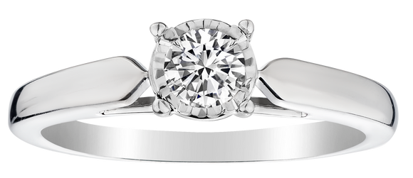 10kt White Gold .33 Carat of Diamond "Miracle" Diamond Engagement Ring. Round Brilliant Cut
