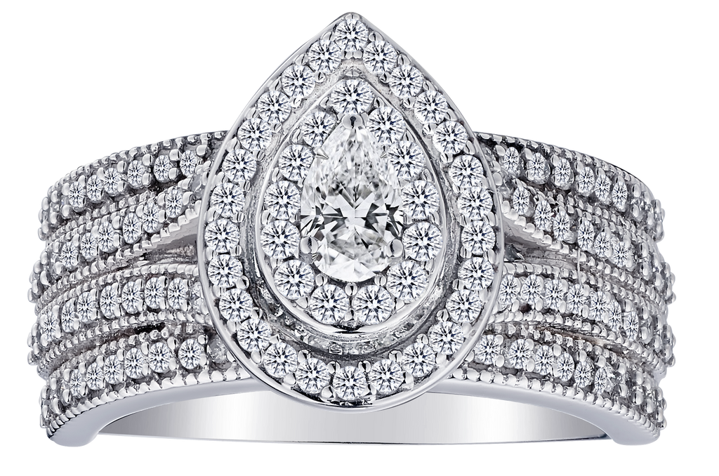 1.05 Carats of Diamonds Double Halo Ring, 10kt White Gold.....................NOW