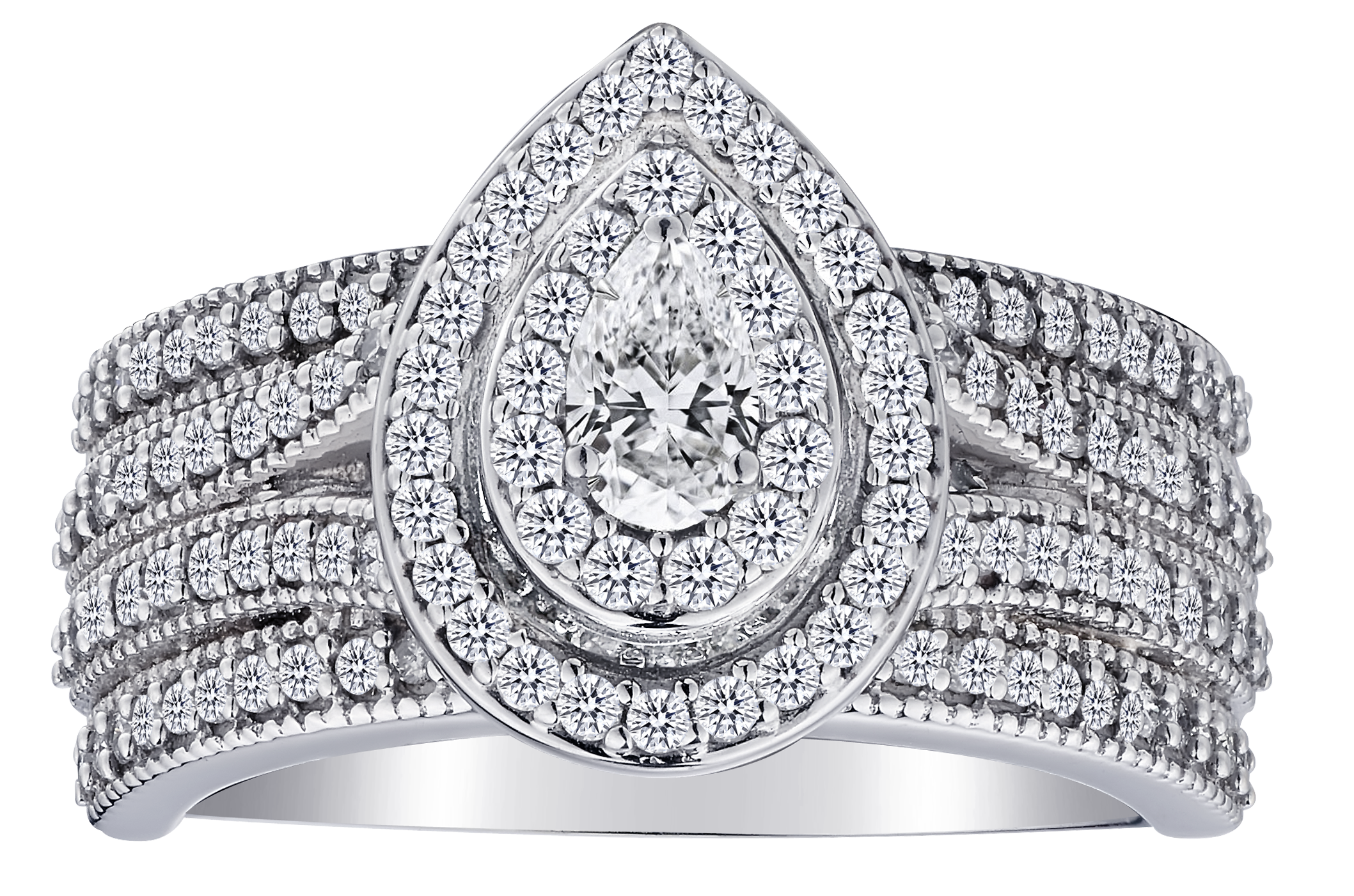 1.05 Carats of Diamonds Double Halo Ring, 10kt White Gold.....................NOW