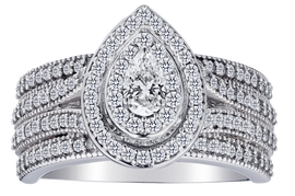 1.05 Carats of Diamonds Double Halo Ring, 10kt White Gold.....................NOW