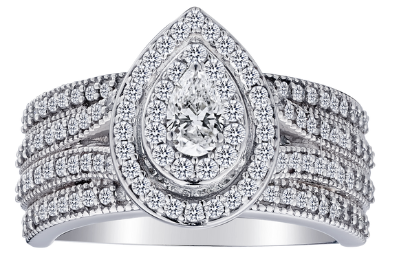1.05 Carats of Diamonds Double Halo Ring, 10kt White Gold.....................NOW