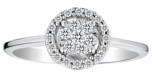 .25 Carat of Diamonds Halo Ring, 10kt White Gold.....................NOW