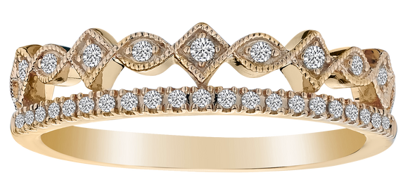 .16 Carat of Diamonds 2 Row Ring, 10kt Yellow Gold.....................NOW