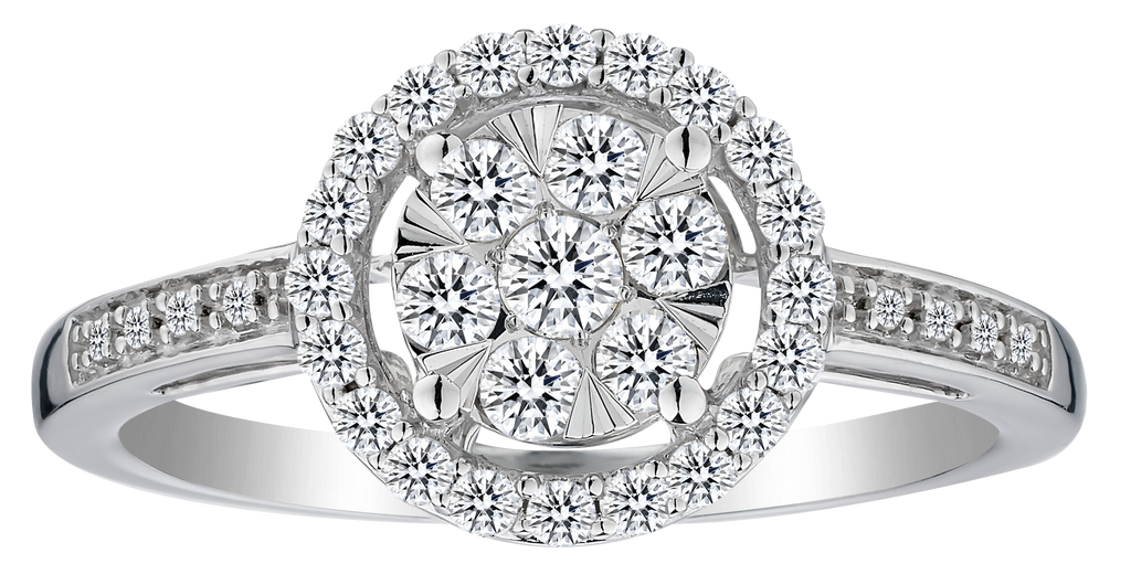 .25 Carat of Diamonds Halo Ring, 14kt White Gold....................NOW