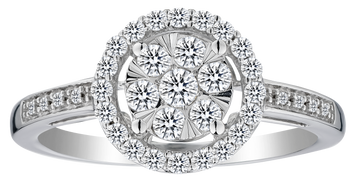 .25 Carat of Diamonds Halo Ring, 14kt White Gold....................NOW