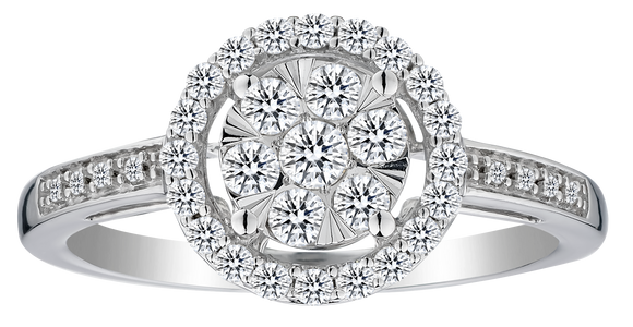 .25 Carat of Diamonds Halo Ring, 14kt White Gold....................NOW