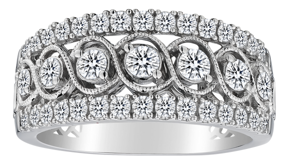 1.00 Carat of Diamonds Band, 10kt White Gold.....................NOW