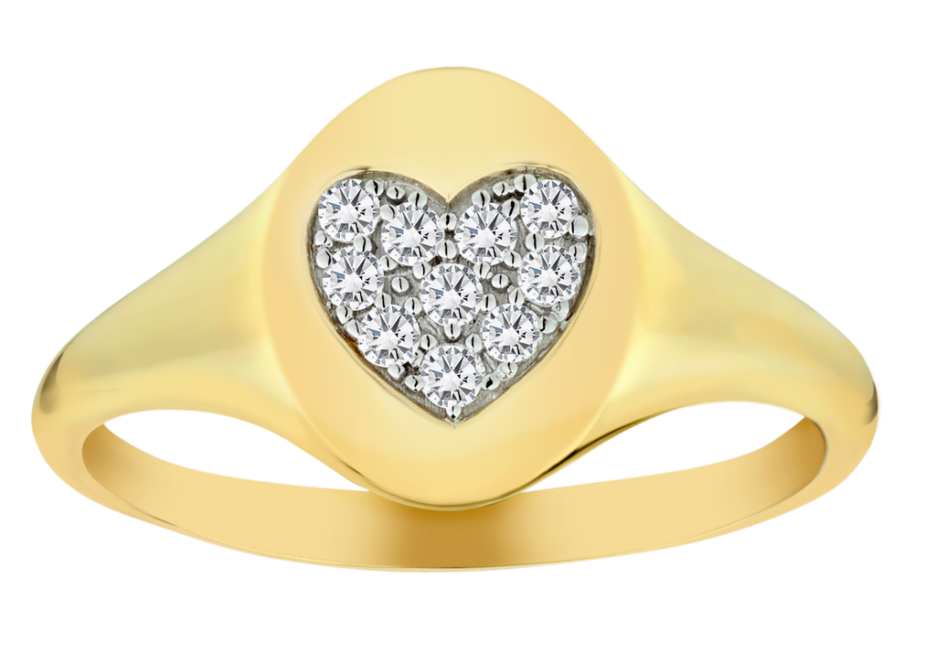 .13 Carat of Diamond "Heart" Signet Ring, 10kt Yellow Gold.....................NOW