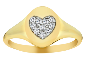 .13 Carat of Diamond "Heart" Signet Ring, 10kt Yellow Gold.....................NOW