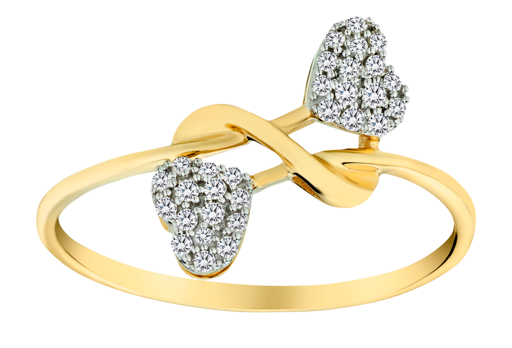 .12 Carat of Diamonds "Double Heart" Ring, 10kt Yellow Gold.....................NOW