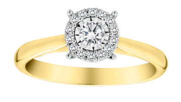 .25 Carat of Diamonds "Miracle" Halo Ring, 10kt Yellow Gold.....................NOW