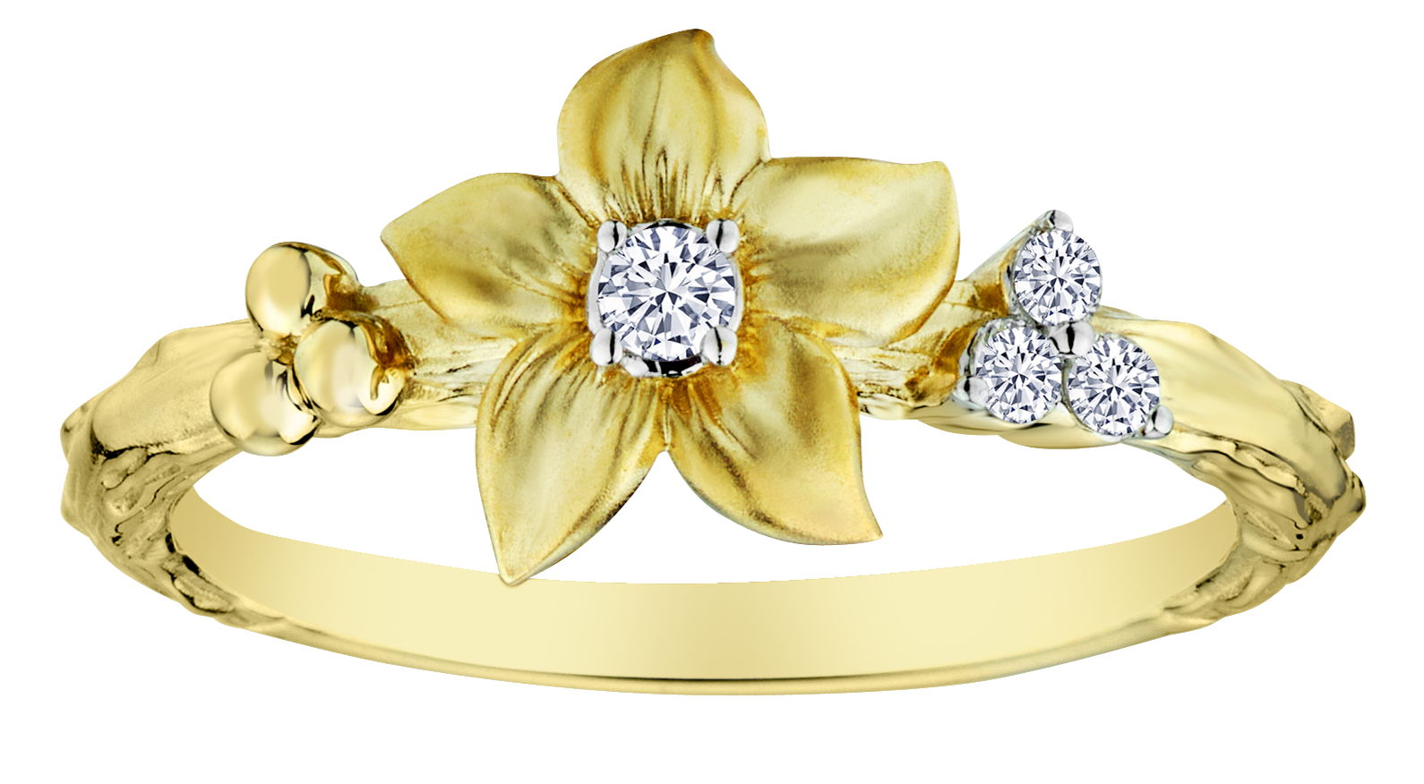 .10 Carat of Diamonds "Flower" Ring, 10kt Yellow Gold.....................NOW