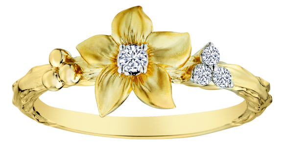 .10 Carat of Diamonds "Flower" Ring, 10kt Yellow Gold.....................NOW