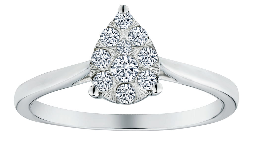 .25 Carat of Diamonds Pear Shaped Cluster Rings, 10kt White Gold.....................NOW