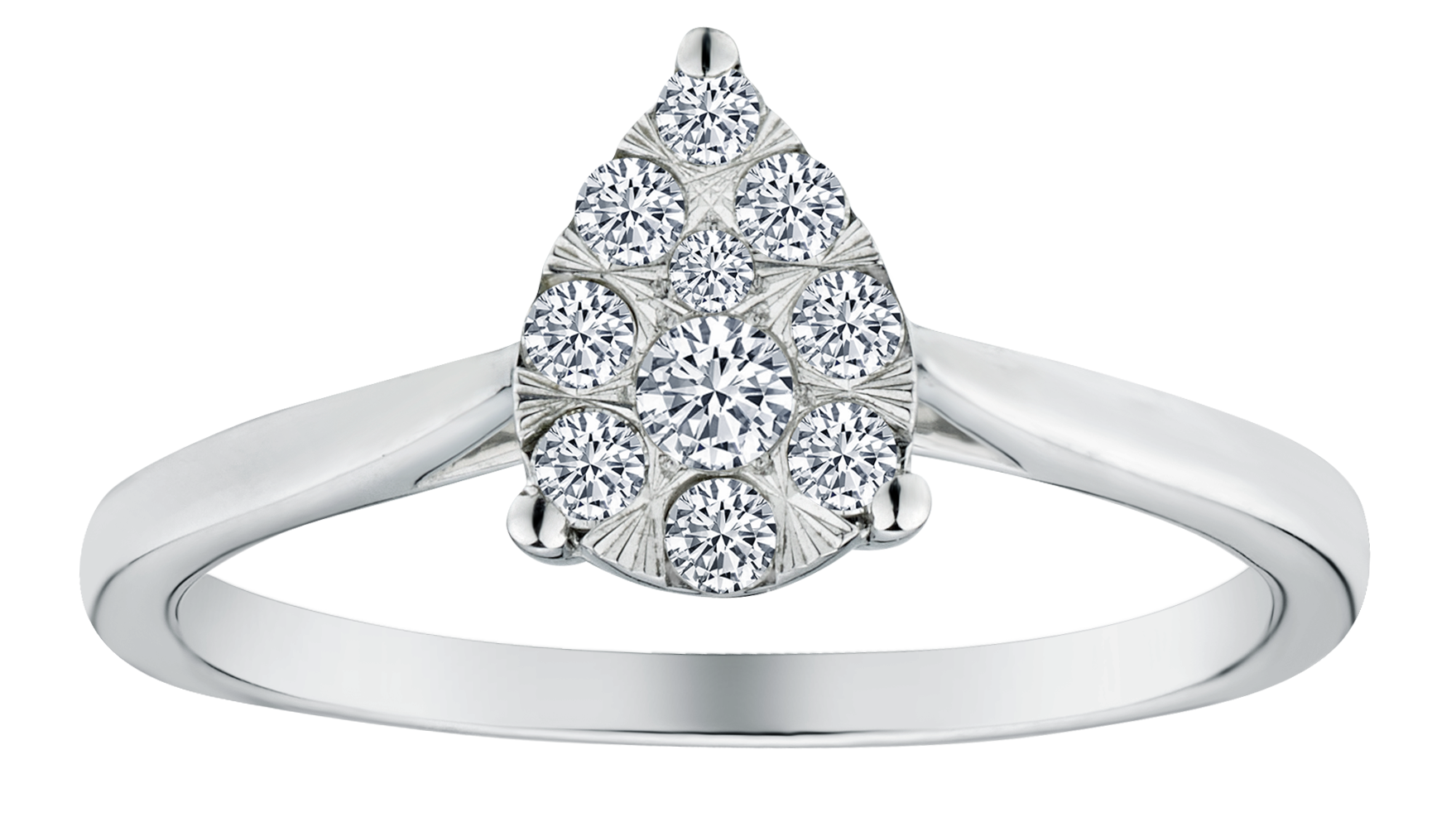 .25 Carat of Diamonds Pear Shaped Cluster Rings, 10kt White Gold.....................NOW